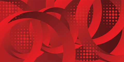 Wall Mural - abstract red banner background. glowing geometric shapes graphic design. round elements. futuristic 