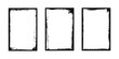 © backup16 - Black frames with worn paper effect on white background. Textured rectangles with old, grunge, grainy, vintage, worn, dust effect. Simple object mockup. Realistic vector illustrations set.