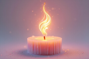 Wall Mural - a candle with a mesmerizing, spiraling flame that shimmers in iridescent colors, glowing brightly ag