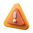 © Komola - 3d triangle shape with white exclamation mark. Cartoon 3d render of warning sign isolated on transparent background