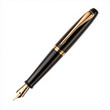 © Dmitry - A luxury black fountain pen with a gold nib on white background
