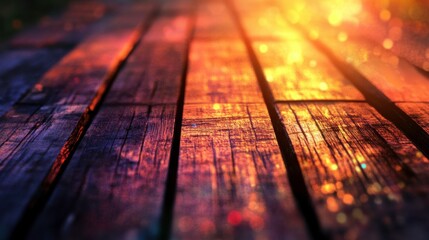 Wall Mural - rustic table with vibrant warm light textures
