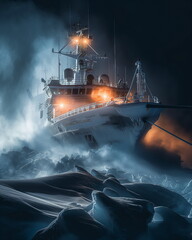 Wall Mural - An icebreaker in a snowstorm the vessels powerful _007