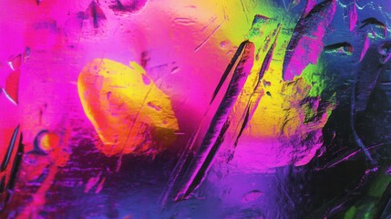 Wall Mural - vibrant neon abstract artwork with futuristic elements