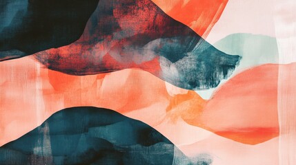 Wall Mural - colorful abstract mural with organic layered elements