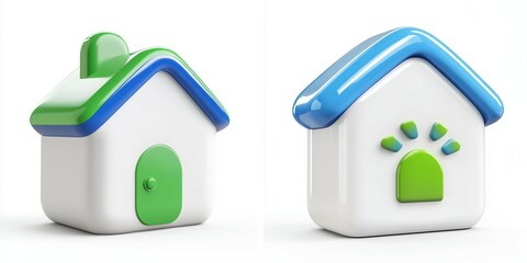 Wall Mural - 3d smart home models with vibrant colors and simple design
