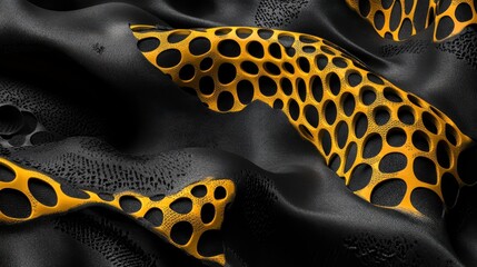 Wall Mural - organic patterns with high contrast in black and yellow