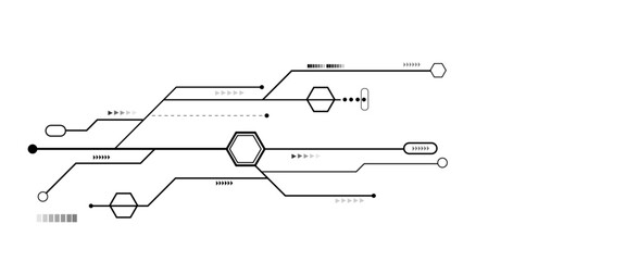 Aufkleber - Vectors White Abstract geometric dots and lines connection circuit concept. Vector social network and connecting concept.