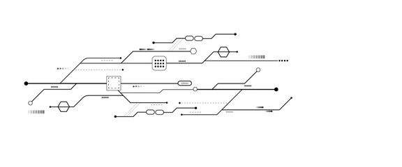 Aufkleber - Vectors White Abstract geometric dots and lines connection circuit concept. Vector social network and connecting concept.