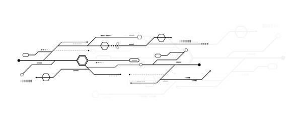 Aufkleber - Vectors White Abstract geometric dots and lines connection circuit concept. Vector social network and connecting concept.