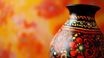 Wall Mural - vibrant decorative vase with organic patterns