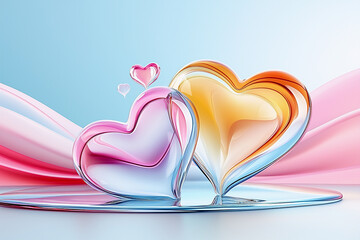 Wall Mural - Festive background with hearts on a light background. Valentine day concept for design