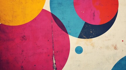 Wall Mural - vintage postcard with bright colorful patterns