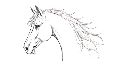 Naklejka na meble Horse Head Sketch Graceful Equine Illustration with Flowing Mane Design