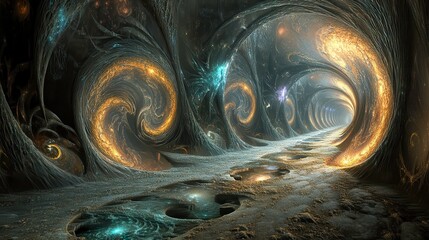 Wall Mural - enchanting abstract forms with ethereal light