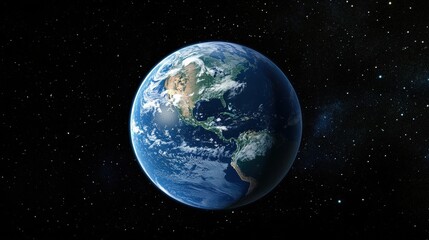 Wall Mural - a satellite orbiting earth, capturing a view of the planets oceans, continents, and clouds from spac