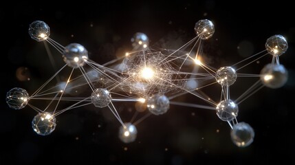 Wall Mural - digital - a glowing matrix of digital data flowing through a futuristic cyber network, symbolizing g