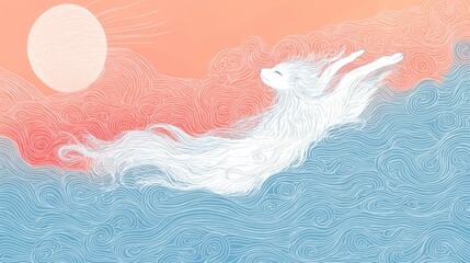 Wall Mural - magical creature in a gentle swirling background