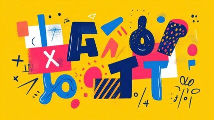 Wall Mural - playful lettering with vibrant colors on bright background