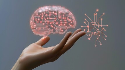 Wall Mural - intelligence - a glowing ai brain with neural networks visualizing deep learning and cognitive compu