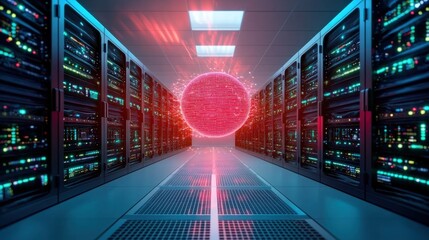 Wall Mural - quantum computing and its impact on cryptography, revolutionizing cybersecurity, big data analytics,