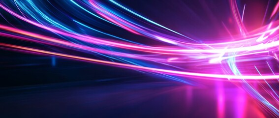Wall Mural - dynamic neon light streaks create an immersive abstract background with vibrant colors and glowing l