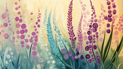 Wall Mural - vibrant swirling patterns in an organic garden design