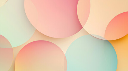Wall Mural - Abstract background with overlapping circles in soft pastel tones, clean and stylish, ideal for educational slides