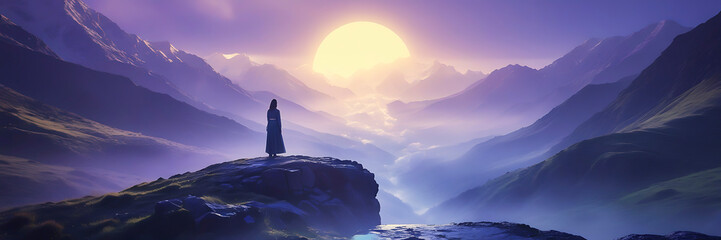 Wall Mural - fantasy landscape with sandy glaciers and purple crystal. concept art. fantasy