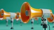 © MILKY_PS - Orange Megaphones on Green Background
