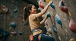 © Firman Dasmir - Dynamic Asian Woman Ascending Indoor Climbing Wall with Expertise and Grace