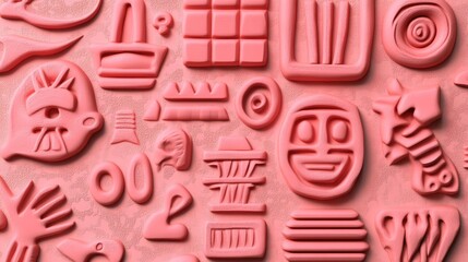 Wall Mural - 3d cultural symbols on textured warm background