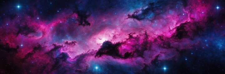 Wall Mural - cosmic nebula beauty. pink purple galaxy with sparkling stars in deep universe space