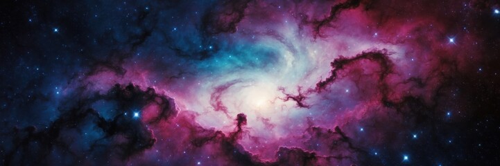 Wall Mural - majestic nebula clouds universe space stars celestial galaxy deep blue purple pink