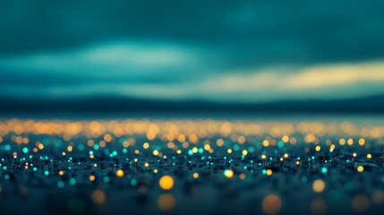 Poster - Close-up view captures a circuit board with glowing blue and green LEDs, emphasizing tiny pathways and fine details, with ample space on the right for text