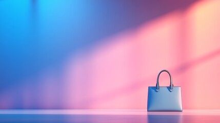 Poster - A vibrant fashion handbag rests on a pristine white surface, showcasing its stylish design and color while providing clear copy space for promotional text