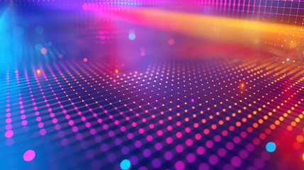 Wall Mural - abstract background of a grid with glowing pink and orange dots.