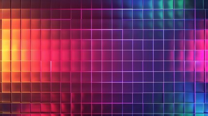 Wall Mural - a grid of colorful squares with a glowing effect.