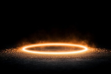 Aufkleber - Golden glitter forms a perfect circle on a pitch-black surface, with tiny particles shimmering and catching light, creating an elegant and festive atmosphere