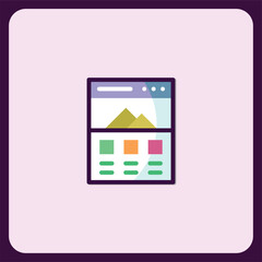 Modern Website Design Icon with Content Blocks and Visual Elements