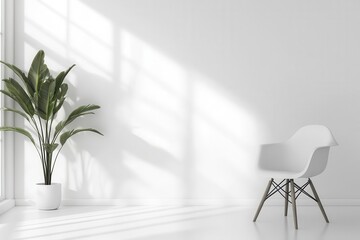 Wall Mural - a pristine minimalist white room flooded with natural light featuring clean lines subtle shadows and