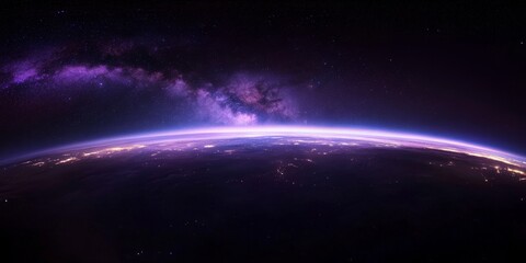 mesmerizing view of the milky way galaxy, at night from earth's surface. the purple and blue hues in