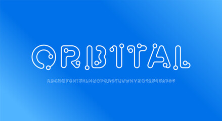 Wall Mural - digital alphabet font formed by electric line, thin letters and numbers, vector illustration 10eps.