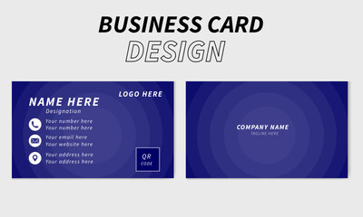 creative business card design with logo, qr code, information, blue colour