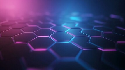 Aufkleber - Glowing hexagons in vibrant purple and blue shades illuminate a dark backdrop, creating dynamic possibilities for modern digital designs