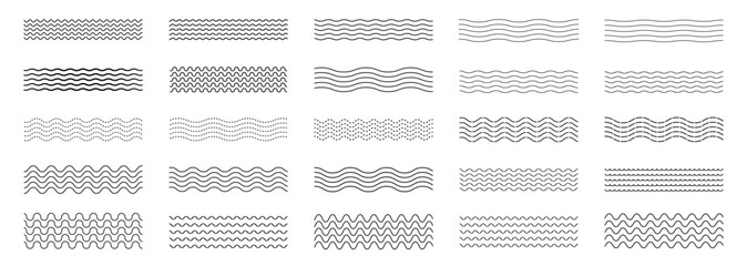waves line set. wave ornament pattern. set of wavy zigzag lines. wave thin line background. vector z
