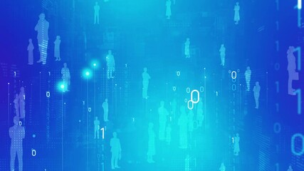 Aufkleber - Multinational people silhouettes and digital technology concept