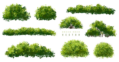Wall Mural - vertor set of green tree,plants side view for landscape elevations,element for backdrop,eco environm