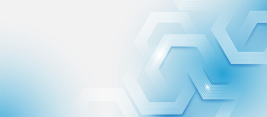 Poster - Abstract Blue Hexagonal Technology Background
