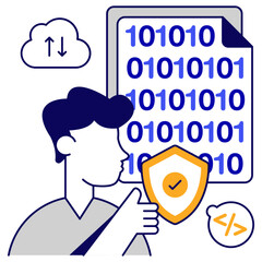 Wall Mural - A premium download icon of secure binary data